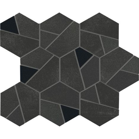 Mosaïque effet Béton Gris Nuit Hexa Nero 28,5x25x0,9 cm Mat Gravino - Mur intérieur (vendu par carton de 0,428 m²) - RO'MA CARRELAGE