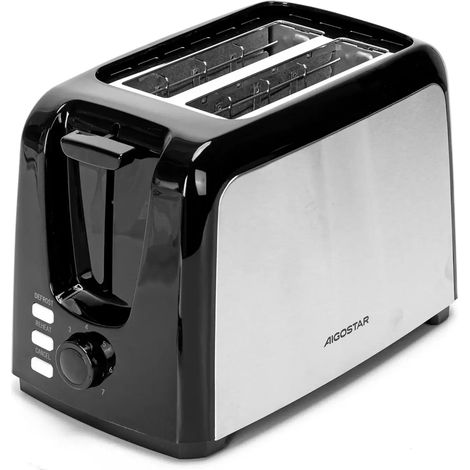 Aigostar Tostapane 750W 7 Livelli Doratura Scongelamento Riscaldamento Nero