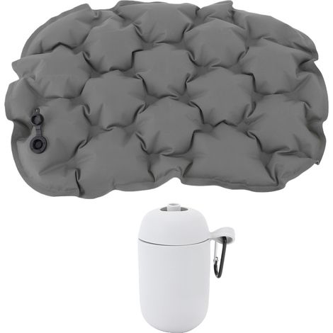 Coussin de siège gonflable imperméable, pliable et portable, avec pompe pour le camping et l'avion (gris) (1/5)