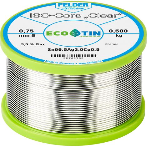 Felder ISO-Core "Clear" SAC305 Lötzinn Spule Sn96,5Ag3Cu0,5 0.500 kg 0.75 mm