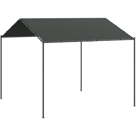 Tente pare-soleil de 4x4 mètres, couleur anthracite, composée d'une structure en acier et de tissu. (1/2)