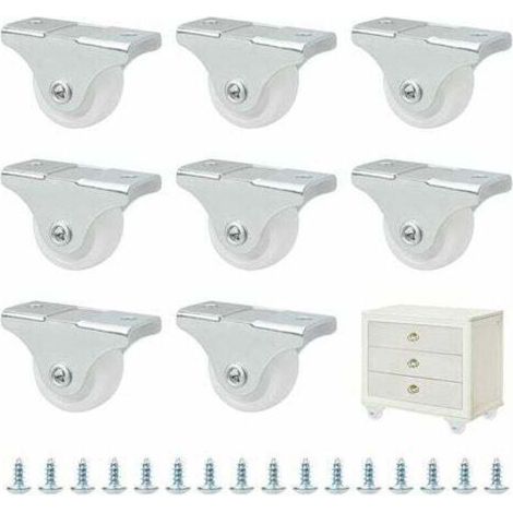 Lot de mini-roulettes de 25 mm en caoutchouc et plastique fixées dans un écrin pivotant en métal - Pour meubles, appareils électro-ménagers et équipements-Lot de 8