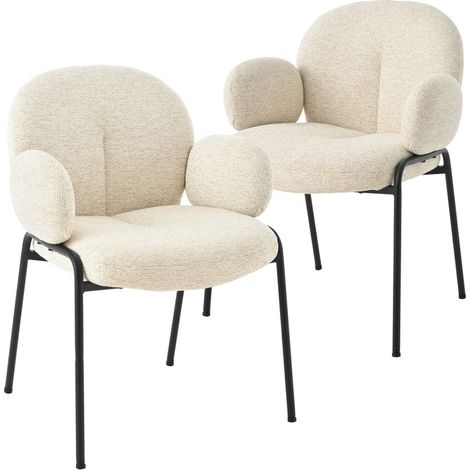 Goeurvant Sillas de Acento Elegantes con Respaldo Curvo y Patas Ajustables, Estilo Escandinavo - Juego de 2 - Beige
