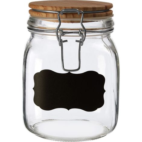 Premier Housewares Grocer Small Storage Jar with Pine Wood Lid (1/4)