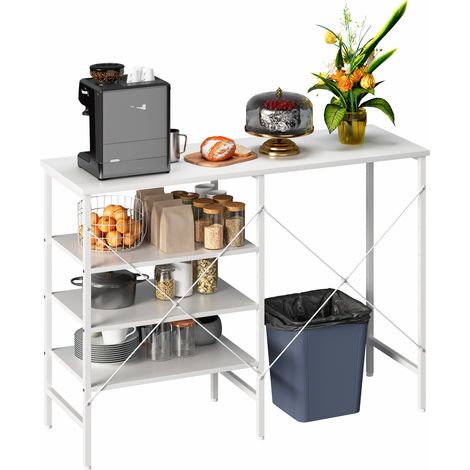 Table de rangement modulable, organisateur multifonction à monter à l'avant, l'arrière, à gauche ou à droite, structure métal blanc et plateau MDF 120x40x85,5 cm CHICFURN (1/5)