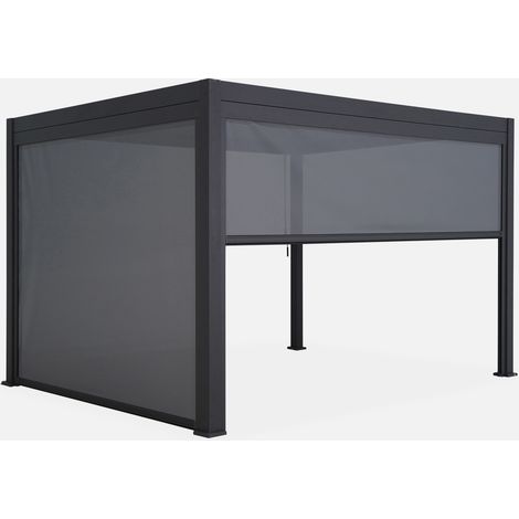 Pergola bioclimatica 3x4m in alluminio + tenda da 3m + tenda da 4m (1/5)