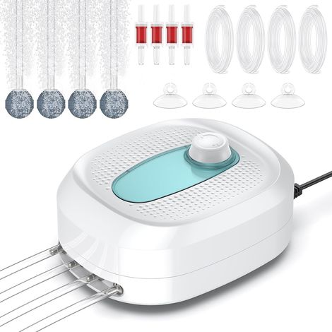 760L/H 8W Aquarium Air Pump with 4 Outputs Adjustable Aerator for 38-1136L Ponds Silent Oxygen Pump with Hose Airline Air Stones Check Valves Suction Cups (1/5)
