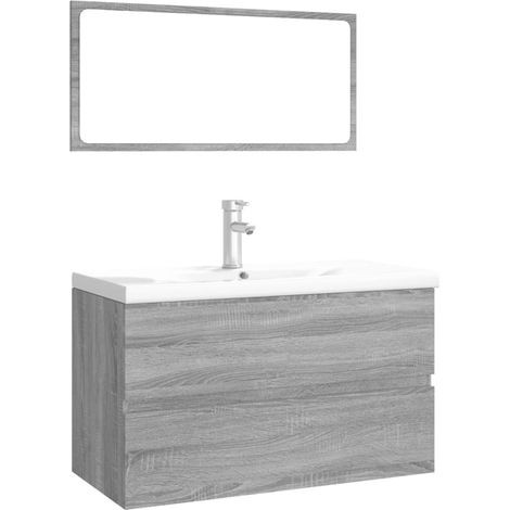 Maison Exclusive - Badmöbel-Set Grau Sonoma Holzwerkstoff