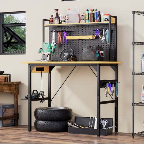 Werkbank höhenverstellbar mit Steckdosen 120 cm OKMYHOME (1/5)