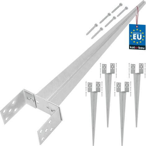 KOTARBAU® 4 Pièces Support de Poteau Réglable - 0-160 mm - Acier Galvanisé - 70 cm - Argent - Support Poteau a Enfoncer - Ancrage Balancoire - Ancre a Enfoncer - pour Poteaux Bois (1/5)