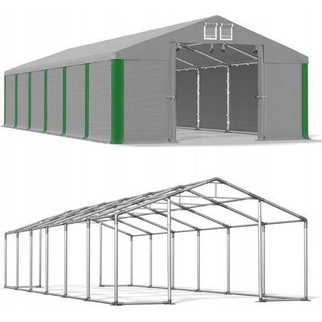 6x12 72m² tente-hangar de stockage, H. 3,09 m, porte 3,04x2,45m toile PVC 530 g-m² (1/2)