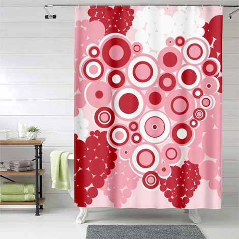 Rideau de douche cœurs ambiance douce amour, polyester imperméable, 180x180 cm (1/5)