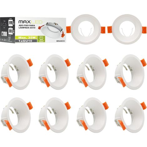 Recessed Spotlight Frame 10 Pieces Diameter 72 mm Diameter Aluminium Recessed Ceiling Lights for LED Halogen Bulbs GU10 Recessed Ring (White) (1/5)