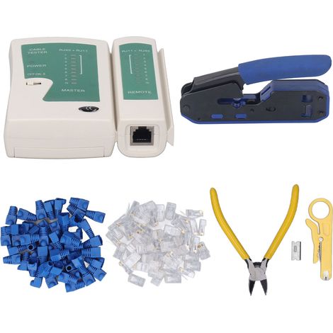 Kit d'outils de sertissage RJ45, pince à dénuder, testeur de réseau à tête cristalline 8P8C pour connecteurs Cat5 et Cat6