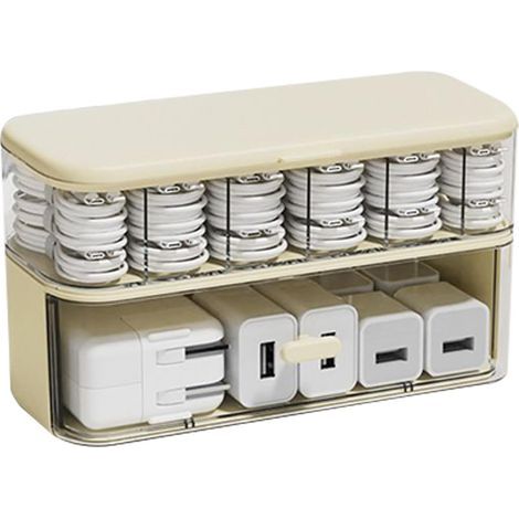 Cable storage box with lid, 7-compartment data cable storage box, 22.5x10x12.5cm (1/5)