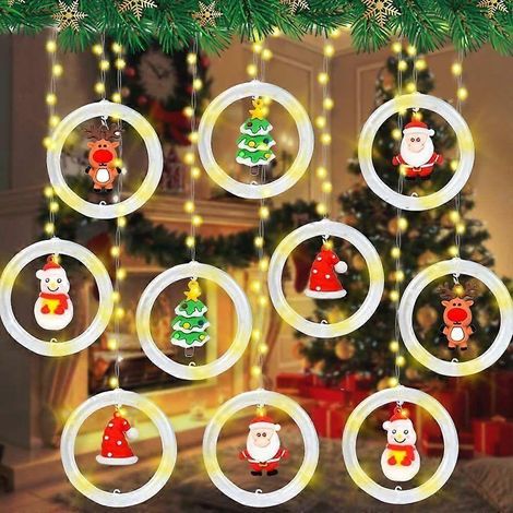 Guirlande lumineuse de Noël pour fenêtre intérieure, décoration pour sapin de Noël, guirlande lumineuse LED pour fenêtre, lampe décorative de Noël suspendue, guirlande lumineuse de Noël pour extérieur (1/4)