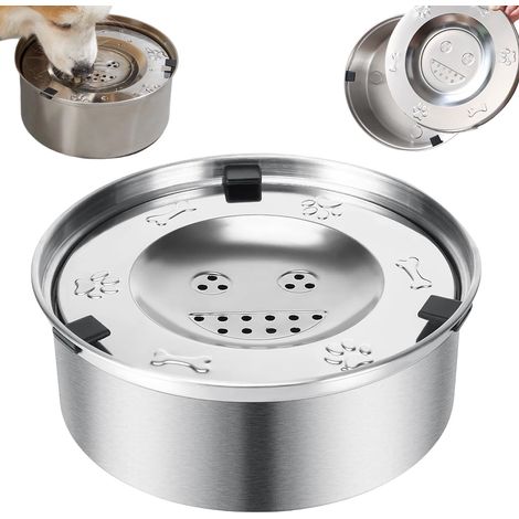 Gamelle Anti-Éclaboussure Chien1L, Gamelle Eau Chien en Acier Inoxydable, Anti-Éclaboussure avec Fond Antidérapant (1/5)