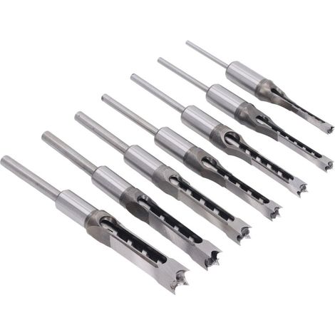 7 PCS Bites de forage carré de menuiserie 1/4 pouces 5/16 pouces 3/8 pouces 2/5 pouces 1/2 pouces 9/16 pouces 5/8in (1/5)