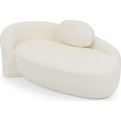 Canapé minimaliste en teddyfleece au design arrondi, canapé moelleux avec coussin, polyvalent pour le salon, la chambre et le studio, Beige