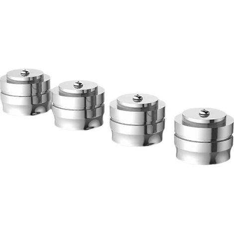 Lot de 4 pieds en aluminium FT3322 pour appareils audio, robustes et amortisseurs de chocs, pour haut-parleurs (argent). (1/5)