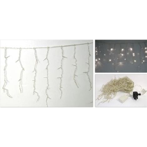 Decorazione Natale Tenda con Gioco Luci Bianco Fredda 200 Luci 4 Metri