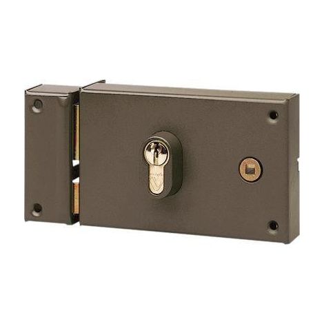 Vachette – Serrure multipoint en applique horizontale à fouillot – Cylindre européen droite – Acier verni – Coffre 141 x 87 mm – Axe clé 60 mm