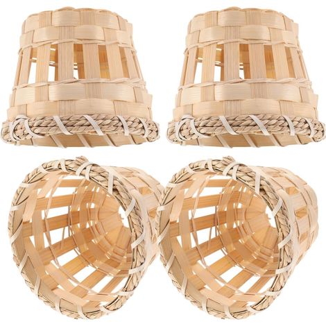 1 Abat-Jour Bambou Tissé À La Main 3,15 Pouces Design Naturel Pour Lampe De Chevet Salon Bureau