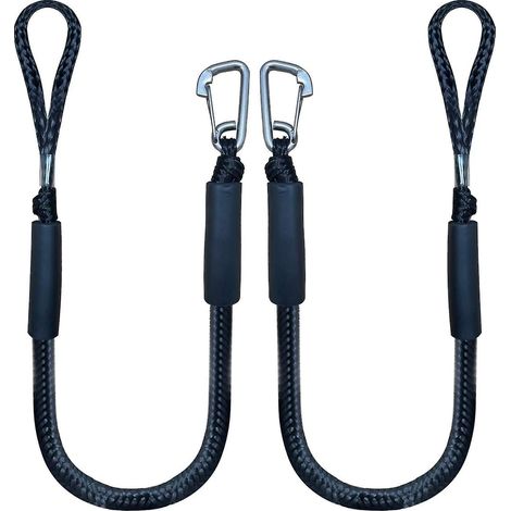 Crea – Ligne d'amarrage élastique 4 pieds – Corde PE + PP avec crochet – Lot de 2 – Absorption des chocs pour bateaux et kayaks (1/2)