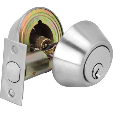 Serrure à pêne dormant à double cylindre en acier inoxydable pour porte en bois, avec clé des deux côtés (1/5)