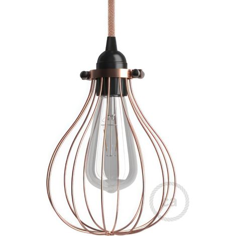 creative cables - Gabbia paralume Drop in metallo con attacco collare regolabile