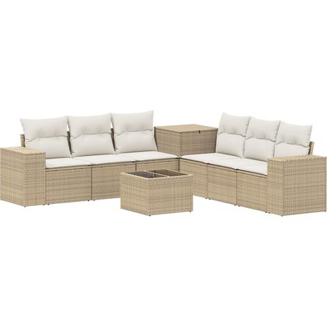 Set di divani 8 pz Beige e Bianco Crema vidaXL (1/5)