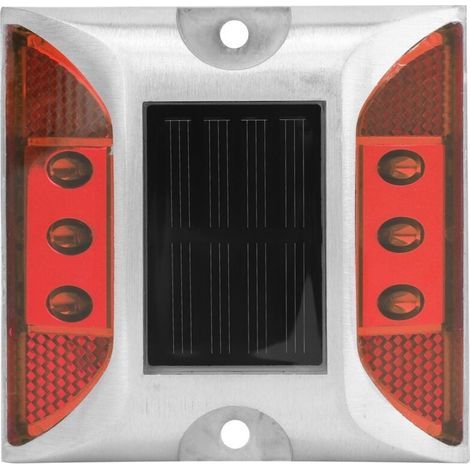 Solar-powered LED ground marker lights, waterproof, for outdoor driveways, roads, highways, red tip lamp (1/5)