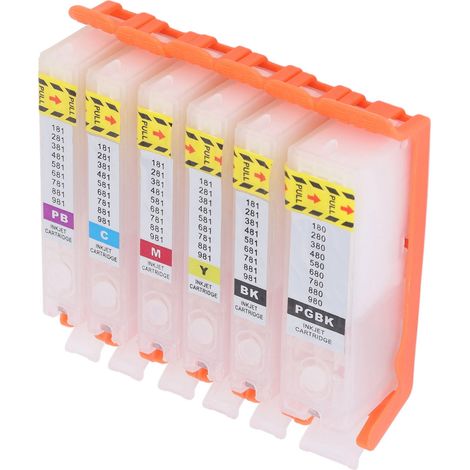 6er-Pack 680/681 Tintenpatronen mit Permanentchip, umweltfreundlich, nachfüllbar, 6 Farben, druckerkompatibel, preisgünstiges Set (1/5)