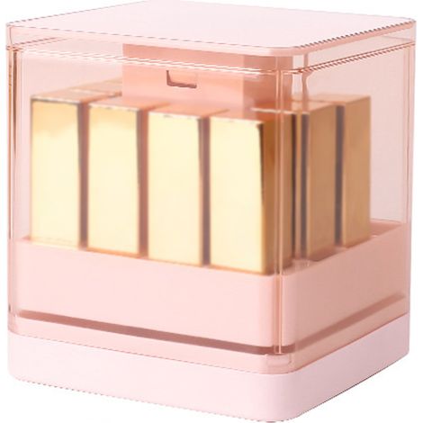 [Lippenstift-Organizer-Box] + [Kosmetikaufbewahrung] + [Innovatives Druck-Lift-Design] Transparenter Organizer aus ABS/PP, staub- und wasserdicht, 8 oder 12 Fächer, Weiß/Rosa (1/5)