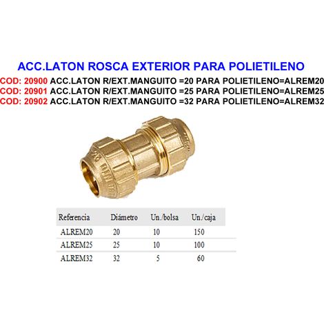 Raccord droit en laiton 32 mm pour polyéthylène