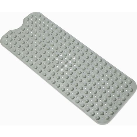 Basics Tapis de bain antidérapant avec ventouses pour baignoire et douche, 40" x 16", gris (1/5)