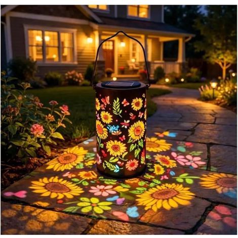 Lanterne Solaire Exterieur, Lampe Décorative Jardin Suspendue Tournesol, IP65 Étanche,Lampe Solaire Rétro LED Métal Balcon,Patio 1PC (1/5)