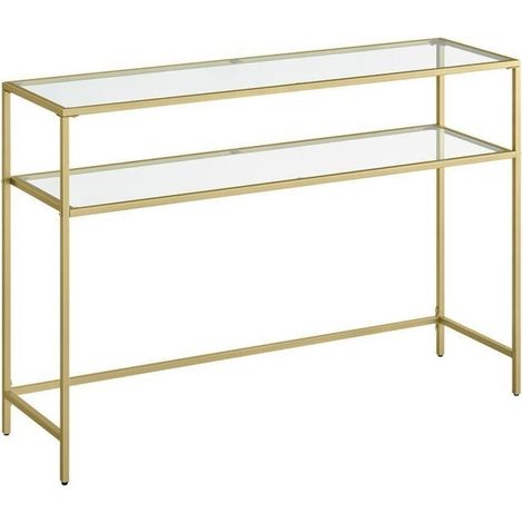 CALICOSY - Console en métal avec 2 tablettes en verre trempé L90 cm - SELIA (1/5)