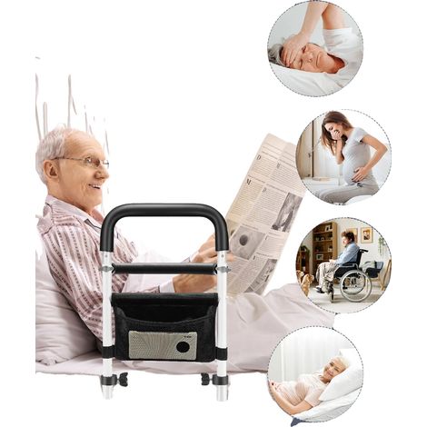 Barrière de sécurité pour lit ajustable, supporte 300 lbs, trois réglages de hauteur, construction en métal, design convivial, pliable pour le rangement (1/5)