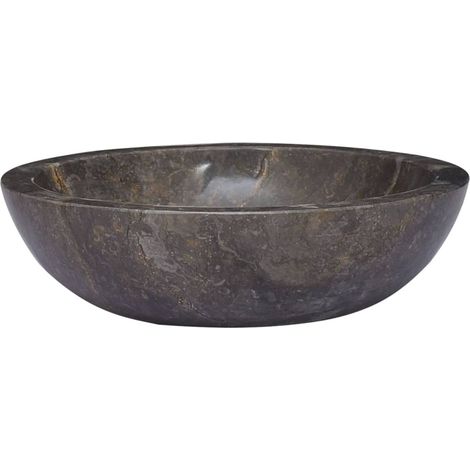Lavabo à poser de luxe Vasque Lave-Mains Évier Gris Ø40x12 cm Marbre (1/5)