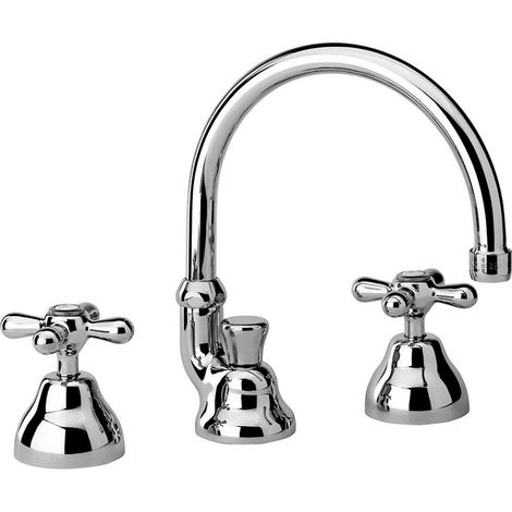 Miscelatore lavabo a canna alta con manopole stile classico con piletta Liberty Paini (1/2)