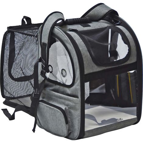 Fudajo Mochila para mascotas transportín para perros y gatos hasta 6kg malla ventanas bolsa viaje (1/5)