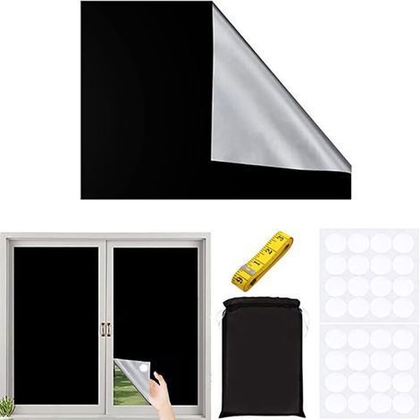 Verdunkelungsrollo 100 x 145 cm (ohne Bohren) – Isolierender Stoff für Dachfenster – Tragbarer Sonnenschutz fürs Babyzimmer (1/5)
