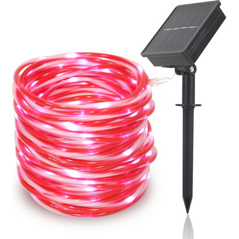LED-Solar-Röhrenleuchte für Terrasse und Garten, wasserdichte PVC-Lichterkette mit Stecker und Buchse, 5 m lang, 50 Leuchten (1/5)