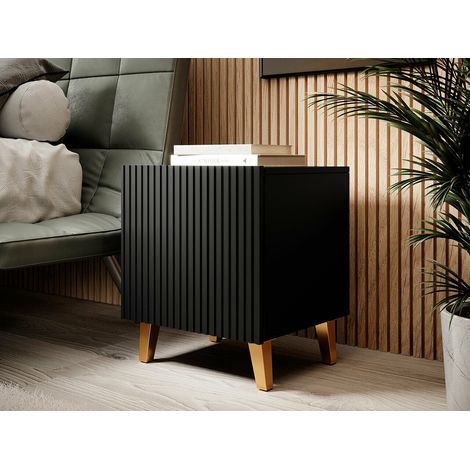 Table de chevet Set de 2x PALACE 45x51x40 cm Noir de haute qualité (1/3)