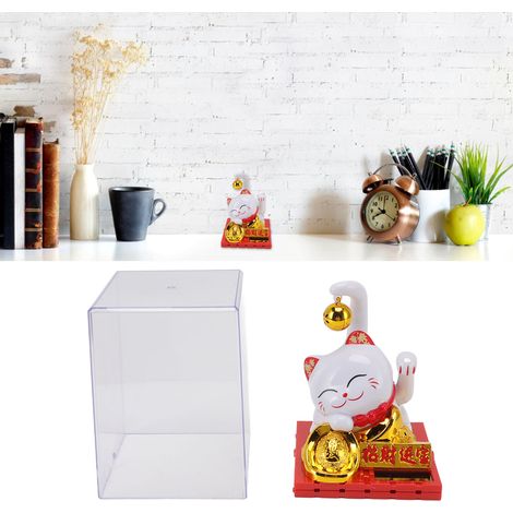Grande figurine de chat porte-bonheur à clochette, alimentée à l'énergie solaire, idéale pour la maison, le bureau, la voiture ou comme cadeau figurine de chat à longue queue alimentée à l'énergie so (1/5)