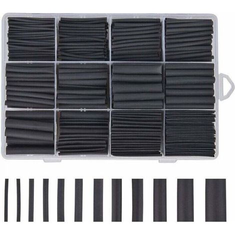 Black Heat Shrink Tubing 625pcs Heat Shrink Tubing Assortment of 8 Sizes 1-10 mm, GU.B/bon (1/5)