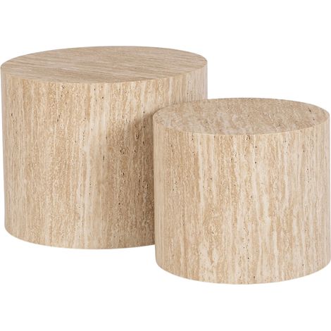 Leila Couchtisch-Set 38 cm/48 cm Modern Travertin (1/5)