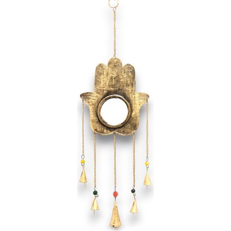 Campanas Indias Hamsa Grandes - Espejo 5 Campanas - 19x65cm