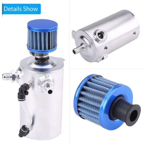 Réservoir de carburant auxiliaire pour automobile, boîtier de ventilation d'huile en alliage d'aluminium (argent SI-A0409) (1/5)